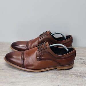 Stacy Adams Mens Dickinson Leather CapToe Oxford Dress Shoes Cognac Brown Sz 13M